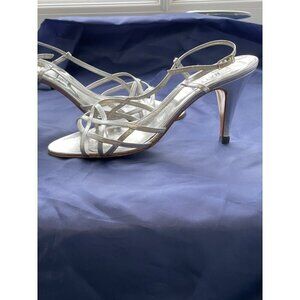Bally shoes women's silver  open strappy dressy 3.5'  heels size 9
